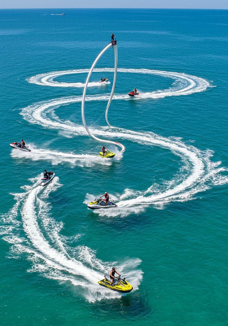 Jet skiing and parasailing